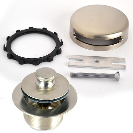 1.865"" Overall Dia.x11.5"" Threadsx1.25"" Innovator Overflow, Push Pull Bath Closure, Brushed Nickel -  WATCO, 91100-PP-BN